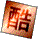 Two pixelated square images display a stylized Chinese character in warm tones with subtle animation changes between frames.