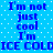 Blue background with white dots and blue text repeating 'I'm not just cool I'm ICE COLD' in a pattern