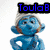 Six blue-skinned Smurf characters in various poses with distinct accessories, each labeled 'ToulaB' above.