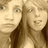 Two women with long brown hair in sepia-toned pixelated images, one with a neutral expression and the other with a slight smile, arranged in a