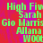 Green pixelated text on a red and purple gradient background with partial gray overlay, displaying names in stacked