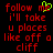 Red pixelated text on black background with green heart symbol replacing 'm' in 'follow me', repeated twice side-by-side.