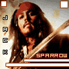 Pixelated image of a character with long brown hair and red bandana holding two swords, labeled 'SPARROW' in orange text below.