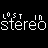 Pixelated text 'lost in stereo' repeated three times with color variations on black background, showing animation changes across frames.