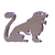 Animated sequence of a seated feline creature with tail curled over back, rendered in pixelated style across multiple poses and orientations.