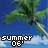 Animated sequence of palm trees against a blue sky with white clouds, displaying 'SUMMER 06' text that changes to 'SUMMER 03' and then 'SUMMER 08'.