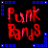 Pixelated red text reading "Punk Bnys" on black background with blue border, static image.