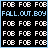 A 48x48 pixel animated contact sheet showing two frames of a Fall Out Boy-themed buddy icon with repeating "FOB" text and blue/white color scheme.