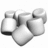 Static image with blue background, white 3D marshmallow cluster, and green pixelated text reading "I LOVE MARSH MALLOW!".