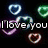 Pixelated heart-themed icon with text overlays and rainbow colors on a white background.