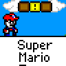 Animated Super Mario contact sheet showing 22 sequential frames of a running character across blue sky and gray ground backgrounds with clouds, blocks, and enemies.