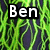 A static image with green and black striped background, displaying text "Ben" at top left, "10" at top right, and "Rocks!" at bottom left.