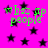 Bright pink background with scattered black stars and green text reading 'whaz up people' in a pixelated font.