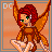 A 4x4 contact sheet of a pixel art animated icon featuring an orange fairy character with red hair, green eyes, and large golden wings in various poses across sampled frames.