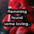 Red octopus-like creature with multiple tentacles, displaying text overlays and a heart symbol in