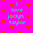 Bright pink background with scattered red pixelated hearts and cyan text reading "i love jaclyn taylor" in multiple positions.