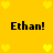 Yellow background with pixelated yellow hearts and black text reading "Ethan!" in four quadrants.