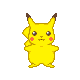 Yellow cartoon character with brown-tipped ears, red cheek circles, and black eyes in nine distinct poses against gray background.