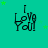 identical pixelated icons on a teal background, each displaying "I Love You!" with a wine glass and heart symbol, surrounded by small green stars