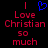 Pixelated text reads 'I Love Christian so much' with a blue heart symbol above 'I' on a black background.