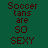 10 by 5 displays the phrase "Soccer fans are SO SEXY" in various colors against a dark green background