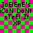 Pixelated text on a green and pink checkered background with repeated phrases.