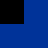 Blue cross with black squares at top-left, top-right, and bottom-center on a solid blue background.