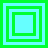 Four square display nested green and cyan squares on a green background, with varying numbers of layers per