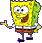 Pixelated yellow cartoon character with green hair, white shirt, red tie, brown shorts, and black shoes in two walking poses against gray background.