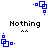 Blue pixelated square icon with small dots and lines, paired with 'Nothing' text and two dots below it on a white background.