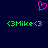 A dark blue background features a pink pixelated heart symbol above two identical green text strings reading '<3Mike<3' in blocky font.