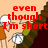 Pixelated cartoon character with white eyes and green body stands against beige background, text changes from "even though I'm short" to "I'm one BIG klutz".