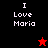 Four display "I Love Maria" text with a red star and black star icon variation on different backgrounds