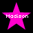 Four pink star-shaped icons with white text "Madison" on black background, each displaying distinct pixelated animation frames.