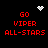 Red pixelated text 'GO VIPER ALL-STARS' on black background with white pixelated symbols above and below.