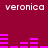 Maroon background with repeated white 'veronica' text and pink audio waveform bars in two horizontal