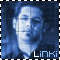 Six blue-toned pixelated images of a person in a dark shirt with 'Linki' text below, arranged in two on a