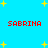 Blue background with yellow stars and four red 'SABRINA' text blocks arranged in a pattern