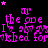 Animated icon with repeating pink text and stars on black background, featuring a gray rectangle in bottom-right corner.