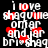 Pixelated text repeats 'i love shaquille omar and jar bri' with red heart symbols on a black background, animated by shifting text positions.