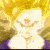 A 2x2 contact sheet of four animated frames showing a cartoon character with spiky yellow hair and purple clothing in various poses against a gray background.