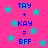 A static image with a bright pink background filled with light blue stars, displaying two identical blue text equations: "TAY + KAY = BFF" repeated twice.