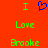 Red background with green text 'I', blue heart symbol, and repeated words 'Love' and 'Brooke' in pixelated font.