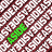 A dense of repeating diagonal stripes with green text on a maroon background, partially obscured by a gray rectangle
