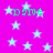A static image with a bright pink background filled with light blue stars and green text reading "DAME" in four locations.