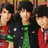 Green background with pixelated image of three people and red text reading 'jonas brothers are life <333 !!!!'