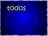 Animated sequence of blue concentric circle backgrounds with changing text in yellow, red, and green fonts