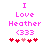 Pixelated pink text reads 'I Love Heather (333)' above a of red and light-red hearts on white background