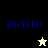 A pixelated icon with 'BiiTCH!' text and a star-shaped figure, alternating between black and beige backgrounds with white and black stars.