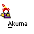 Animated contact sheet of a pixel art character named Akuma performing various actions with purple and white projectiles against gray background.
